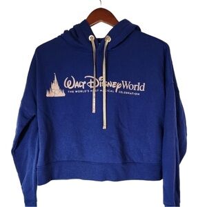 Walt Disney World 50th Anniversary Cropped Hoodie Size 2X Navy Pullover